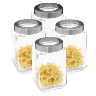 5Five keuken voedsel voorraad bewaar pot Thor met draaideksel - 4x - glas - 1600 ml - 11 x 19 cm