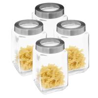 5Five keuken voedsel voorraad bewaar pot Thor met draaideksel - 4x - glas - 1600 ml - 11 x 19 cm