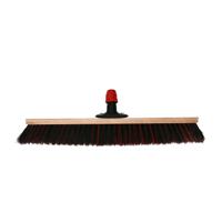 Brumag Bezemkop - Arenga/Elaston mix - zwart/rood - hard - hout - 60 cm - straatbezem/buitenbezem   -