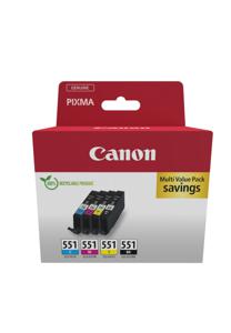 Canon Inktcartridge CLI-551 BK/C/M/Y Multipack Origineel Combipack Zwart, Cyaan, Magenta, Geel 6509B015