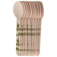 Esschert Design Lepels - hout - 20x - kruidenopdruk - 16 cm - BBQ/Verjaardag/Camping/Party Esschert Design Lepels - hout - 20x - kruidenopdruk - 16 cm - BBQ/Verjaardag/Camping/Party