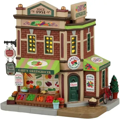 Lemax gary&apos;s greengrocer verlicht kersthuisje Caddington Village 2022