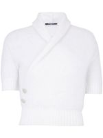 Balmain pull en mohair à design cache-cœur - Blanc