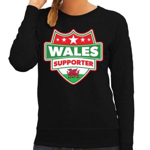 Welsh / Wales schild supporter sweater zwart voor dames