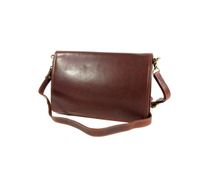 Strak leren Chique dames kleptas schoudertas cognac - thumbnail