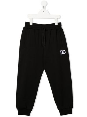 Dolce & Gabbana Kids pantalon de jogging à logo brodé - Noir