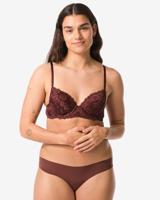 HEMA Damesstring Micro Met Kant Donkerbruin (donkerbruin)