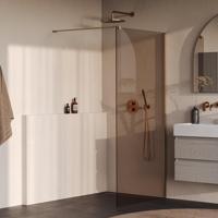 BRAUER Oblivion Inloopdouche - 90x200cm - glascoating - brons glas - geborsteld koper PVD GS-OBI1B90200GK