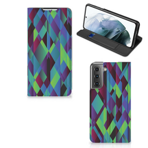 Samsung Galaxy S21 FE Stand Case Abstract Green Blue