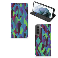 Samsung Galaxy S21 FE Stand Case Abstract Green Blue