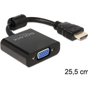 DeLOCK 65512 video kabel adapter 0,254 m VGA (D-Sub) HDMI Type A (Standaard) Zwart