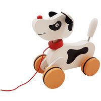 Trekfiguur hond met kwispelstaart wit zwart - thumbnail