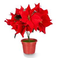 Kunstplant Kerstster -?Poinsettia - rood - H30 cm - nepplant - kerstplant - kamerplant
