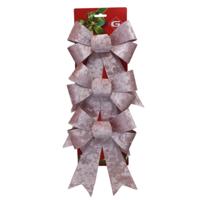 Kerstornamenten strikken - 3x st - velvet roze - 15 x 24 cm - kerstboomstrikjes