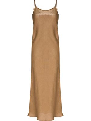 Baserange robe mi-longue en lin à design sans manches - Marron