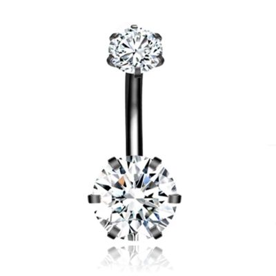Piercing met 6-kant Zirkonia - Hexagon Gunmetal