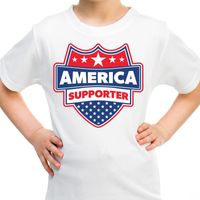 Amerika / America schild supporter t-shirt wit voor kinderen - thumbnail