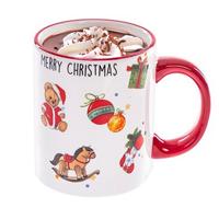 Kerst mok - 4x - Merry Christmas - 300 ml - keramiek - in doosje - koffiemok - cadeau - kerstbeker