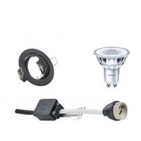 Philips LED Spot Set GU10 - Inbouw Rond Mat Zwart - Kantelbaar 3.5W 2700K