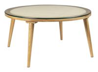 ZILT Ronde Salontafel Azalea Glas en Eikenhout, 70cm - Bruin