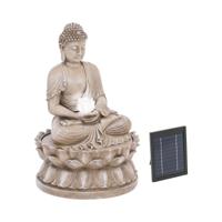 Tuinfontein op zonne-energie - Zittende Boeddha figuur - LED verlichting