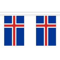 Ijsland vlaggetjes vlaggenlijn - 900 cm - polyester stof - binnen en buiten - landen versiering