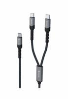 Swissten Swissten 2-in-1 USB-C Kabel - 100W Snellader - 2x USB-C - Zwart