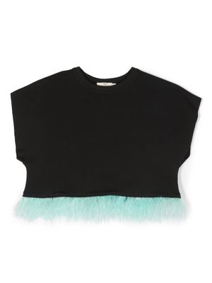 Andorine t-shirt en coton biologique à détails de plumes - Noir