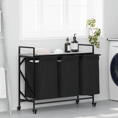 Wasmand 3 vakken met planken grijs sonoma eiken