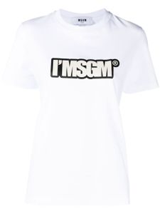 MSGM t-shirt crop à logo imprimé - Blanc