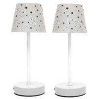 Oplaadbare kinderkamer tafellamp - 2x - met usb - lichtgrijs - sterren - 28,5 cm Oplaadbare kinderkamer tafellamp - 2x - met usb - lichtgrijs - sterren - 28,5 cm
