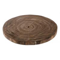 Kaarsenbord/decoratie dienblad - houten boomschijf donker - D29 x H3 cm - rond - tafeldecoratie scha