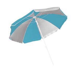 Parasol - blauw/wit - gestreept - D120 cm - UV-bescherming - incl. draagtas