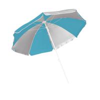 Parasol - blauw/wit - gestreept - D120 cm - UV-bescherming - incl. draagtas