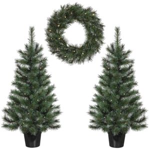 Tweedekans Black Box kerstbomen met kerstkrans set Glendon - Kunstkerstboom