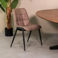 LABEL51 Eetkamerstoel Noor - Taupe - Micro Suede - Zwart Metalen Frame