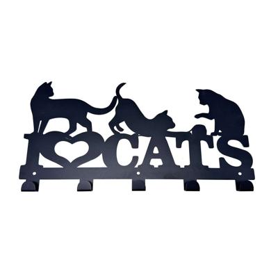 Wandkapstok Versa Zwart Metaal Ijzer Katten 2 X 17 X 39 CM