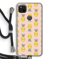 Ananas: Pixel 4a Transparant Hoesje met koord