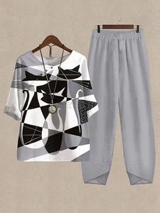 Comfy Grey Print Two Piece Set