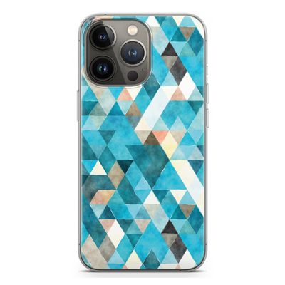 Gekleurde driehoekjes blauw: iPhone 13 Pro Transparant Hoesje