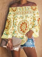 Printed Casual Off Shoulder Top - thumbnail