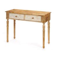 Zijtafel met 2 lades Gift Decor 34 34 Wit Bruin 98 x 77 x 42 cm Curve