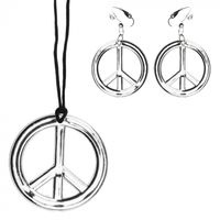 Peace ketting + oorbellen - thumbnail