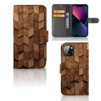 Book Style Case voor Apple iPhone 13 Wooden Cubes