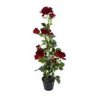 Kunstplant rode roos - 95 cm