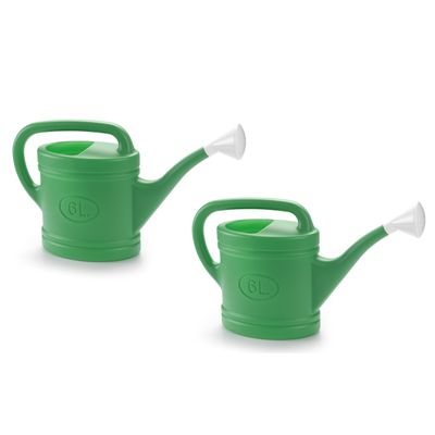 2x stuks groene tuin planten gieter met broeskop 6 liter