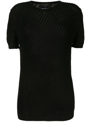 CHANEL Pre-Owned t-shirt en maille ajourée (1998) - Noir