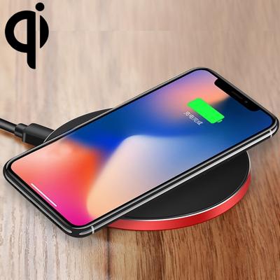 GY-68 ultradunne aluminiumlegering draadloos snel opladen Qi Charger pad (zwart rood)