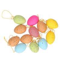 Paaseieren - 12x stuks - pastel gekleurd met vlekjes - plastic - 5 cm