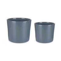 Pottenset Ø 22 cm Ø 27 cm 2 Onderdelen Antraciet Klei